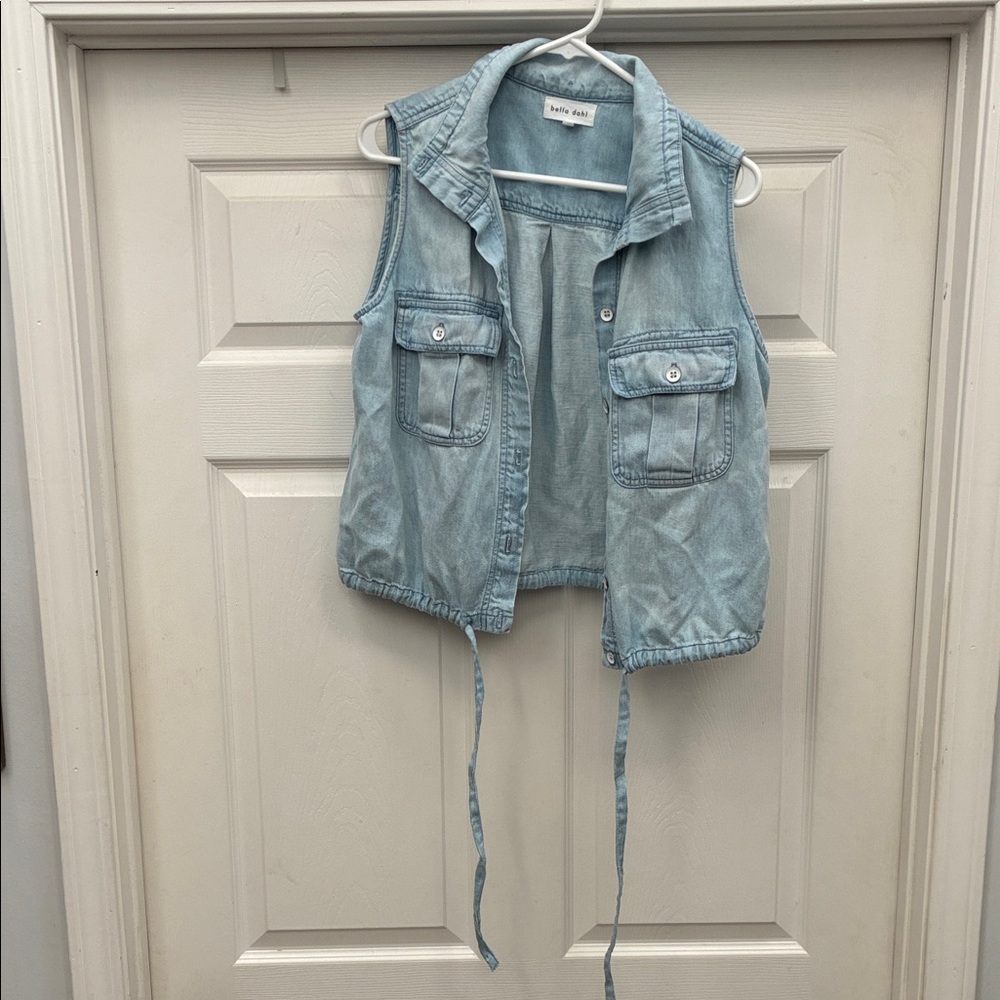 Bella Dahl Light Wash Denim Sleeveless Drawstring Vest